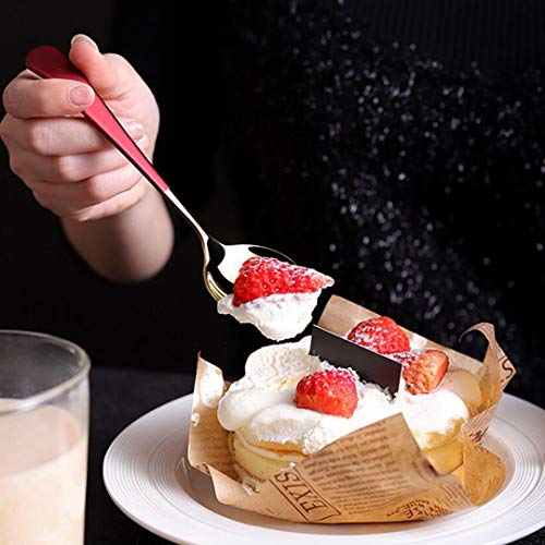 Spoons, 18/10 Stainless Steel Round Head Spoons, Modern and Fashionable Thick Short handle 304 Stainless Steel Korean Spoon, Used for Soup, Grain, Dessert, Fruits, Milk Tea, Coffee, Set of 4