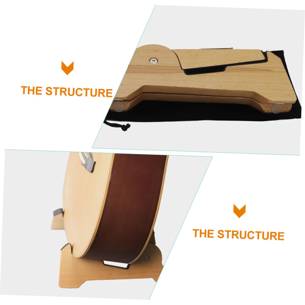 Supporto Chitarra da Terra per Basso Elettrico e Chitarra Elettrica, Design Pieghevole e Leggero in Materiale Sintetico per Music Room
