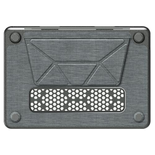 Image of ProElite Case for MacBook Neo 13 inch 2026, Fabric Material Hard Shell with Slim TPU Bumper and Fold Kickstand, Grey