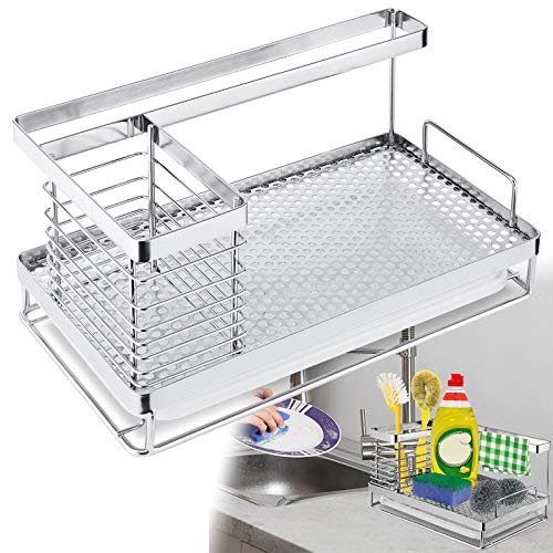HENGMEI Organisateur d'évier - Étagère d'évier de cuisine en acier inoxydable - Support éponge - Pour évier - Pour éponge, brosse, grattoir Cover