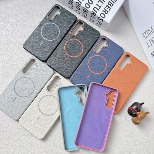 Image of Elzzi Magnetic Case for Samsung Galaxy S25 Ultra, Lychee Texture [Compatible with MagSafe] Premium PC+TPU Back Cover Microfiber Inner Lining, Protective Phone Case (Black)