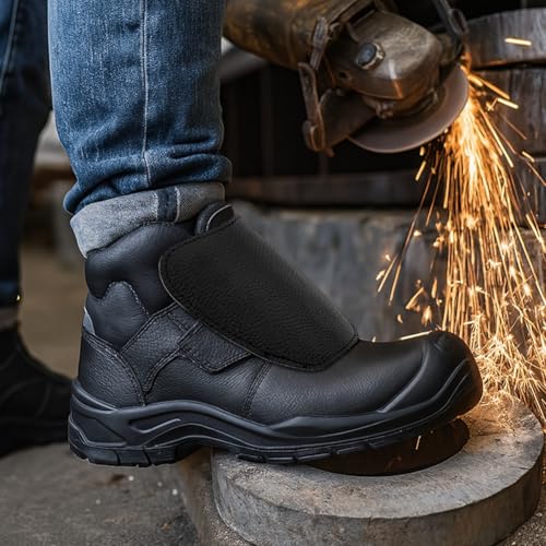 PH PandaHall Leather Welding Spats, 1 Pair Shoes Protectors Heat & Abrasion Resistant Welding Boot Lace Covers Gaiters Fire Resistant Boot & Shoes Covers for Men Women, Black 5 PH PandaHall Leather Welding Spats, 1 Pair Shoes Protectors Heat & Abrasion Resistant Welding Boot Lace Covers Gaiters Fire Resistant Boot & Shoes Covers for Men Women, Black - Image 5