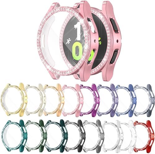 16 Pack Watch Screen Protector Compatible with Samsung Galaxy Watch 5/4 40mm, Bling Glitter Case TPU Soft Cover Full Protection with Crystal Rhinestone for Galaxy Smart Watch 5/4 40mm (16 Colors)