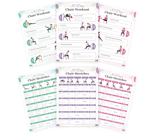 Chair Yoga & Mobility Charts - Set of 6 Laminated 8.5x11...