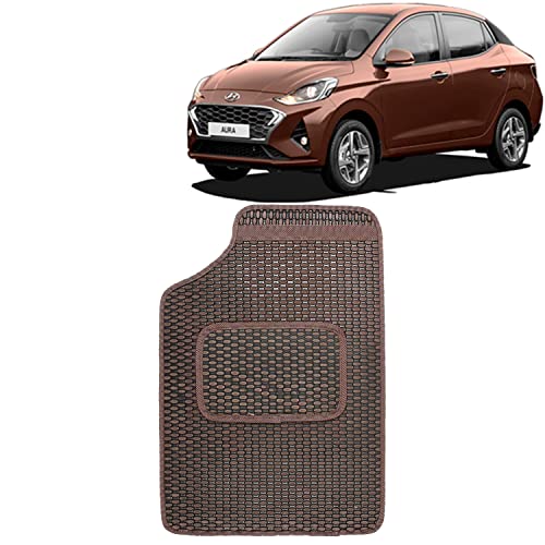 Image of Kingsway Dotted Design Car Floor Foot Mats Universal Fit for Hyundai Aura, Model Year : 2020 Onwards, Water and Dustproof, Color Brown, Set of 5 Pieces