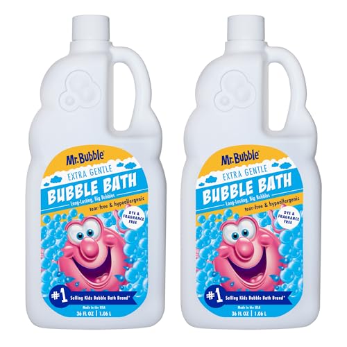 Mr. Bubble Extra Gentle Bubble Bath - Hypoallergenic, Tear Free Bubble Bath Solution Perfect for Sensitive Skin (Pack of 2 Bottles, 36 fl oz Each)