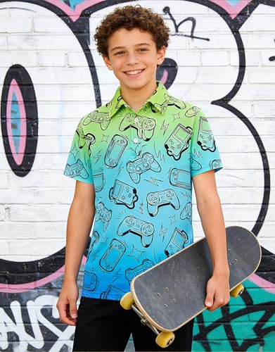 Cuddomper Boys Golf Polo Shirt Fashion Cool Clothes Game Console 7-8 Years - image 2