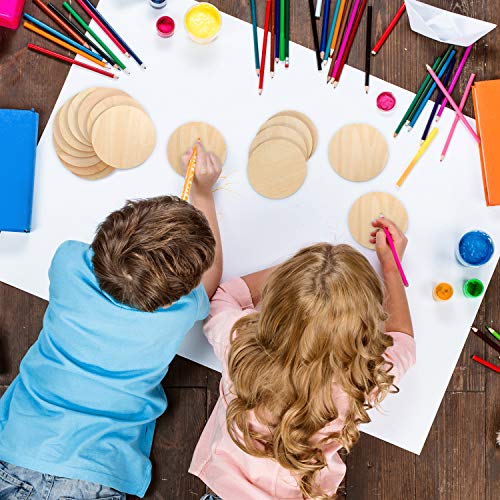 Boao Unfinished Wood Circle Round Wood Pieces Blank Round Ornaments Wooden Cutouts For Diy Craft Project, Decoration, Laser Engraving Carving, 1/8 Inch Thickness (4 Inch Diameter, 24 Pieces) #TOP1