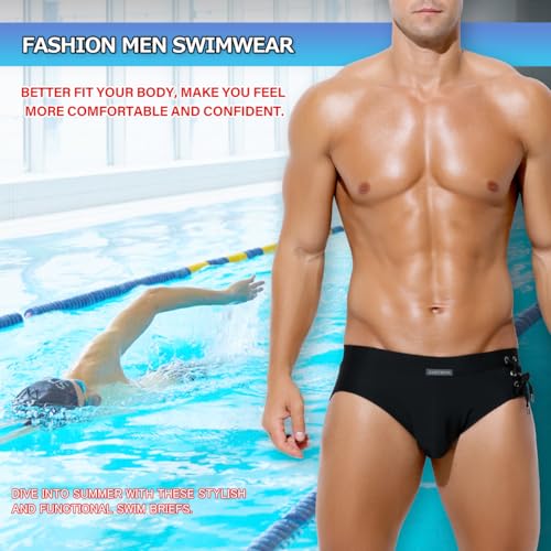 Casey Kevin Men's Swim Brief Sexy Adjustable Bikini Swimwear Quick Dry Swimsuit with Drawstring4