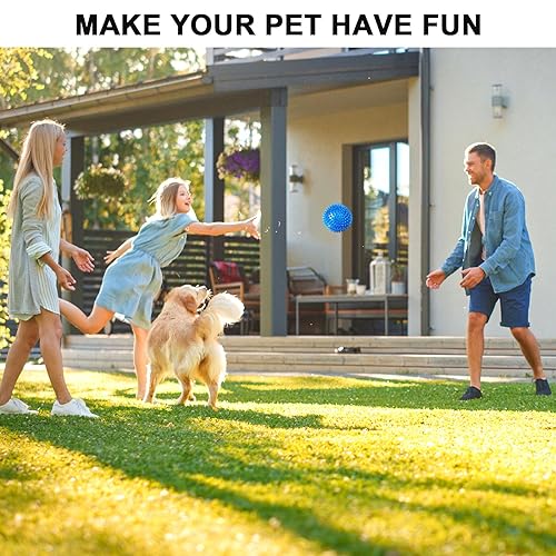 AYNKH Set of 4 Squeaky Dog Ball Toys, Indestructible Chew Spiky Balls for Puppy Small Medium Dogs Clean Teeth and Training - Image 3