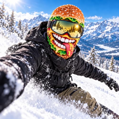 Funny Ski Mask Old Man Hamburger Printed Balaclava Winter Novelty Masks - image 5