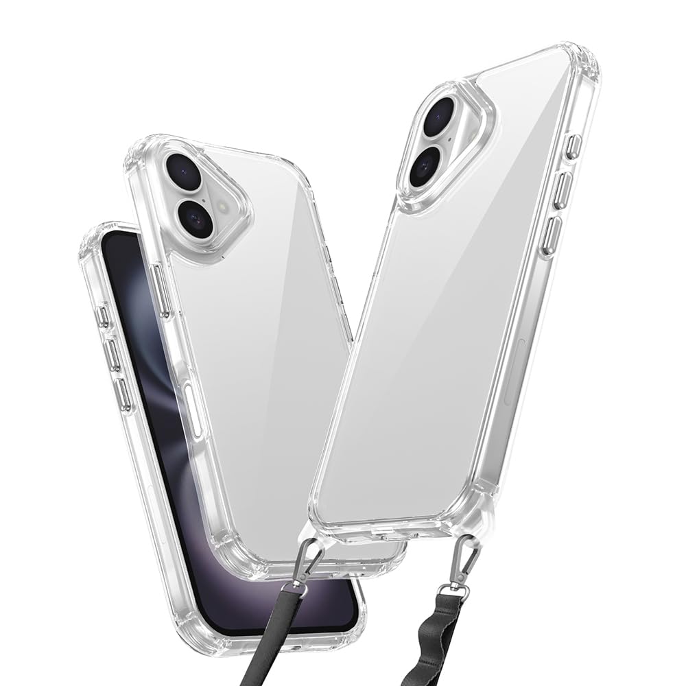 Zore Apple için uyumlu iPhone 16 Plus Kılıf Airbagli Takılabilir Askı Aparatlı Zore Snap Silikon Kapak Şeffaf