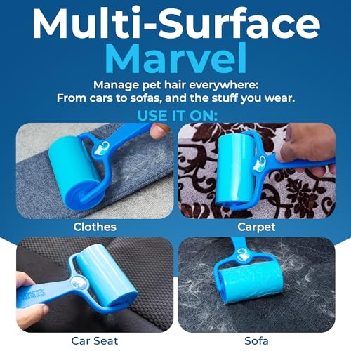 PetLovers EzRoll Wiederverwendbare Fusselrolle - Lebenslang haftend & Mehrzweck-Tierhaar-, Staub- & Fusselentferner für Kleidung, Polster & Autos - nachhaltig, waschbar & effizient