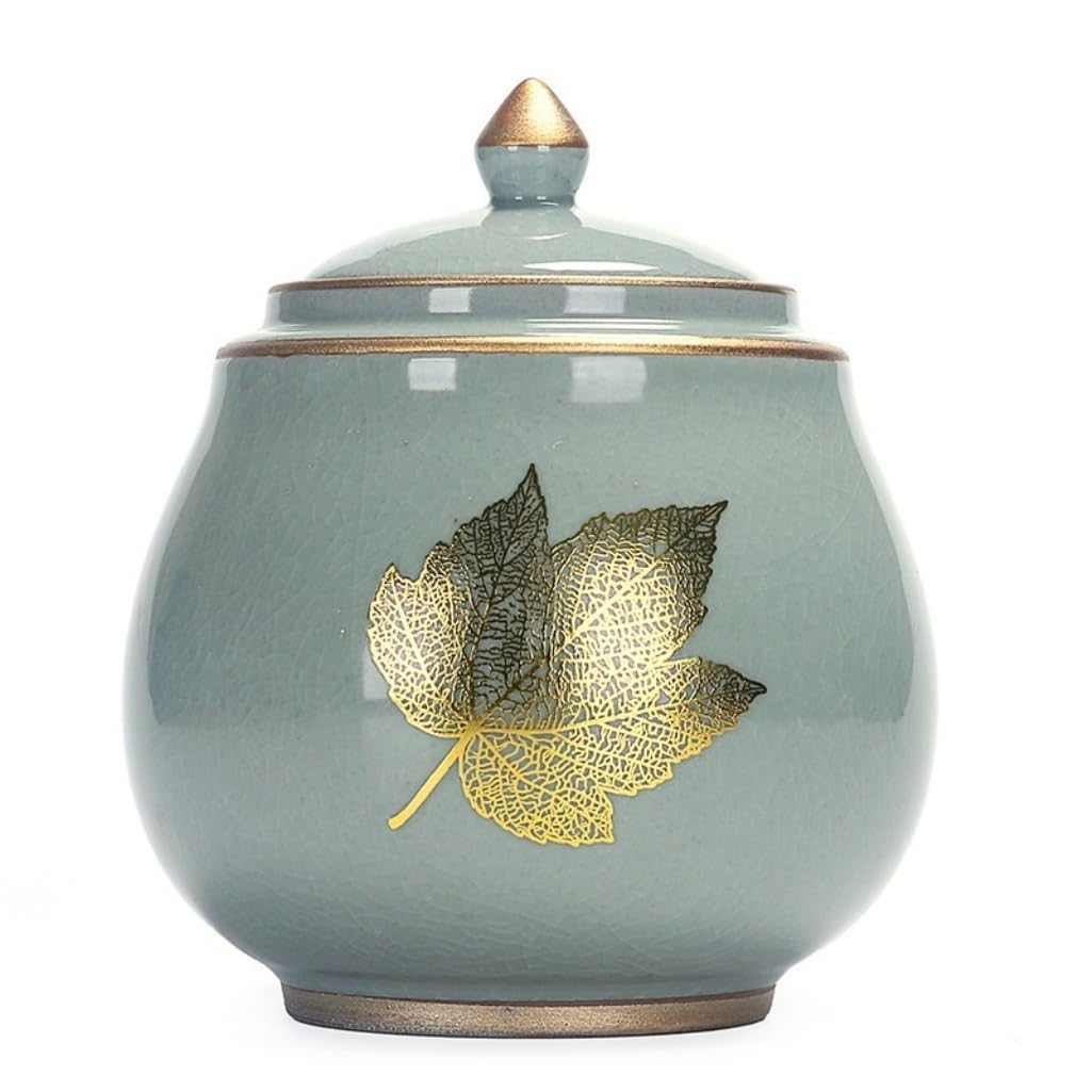 Tarro de almacenamiento de té a granel, de cerámica, grande, azul y dorado, sellado, tarro individual, para el hogar, cocina, almacenamiento de alimentos, organizador de té (A)