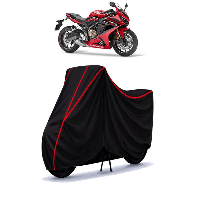 Image of 650 R Water Resistant Bike Cover for All Motorcycles & Scooters | Heavy Duty Premium Taffeta Fabric | UV Protection, Dustproof, Scratchproof | All Weather Two Wheeler Body Cover with Elastic Bottom