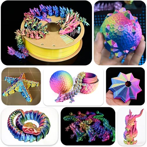 Image of OVV3D Silk PLA Filament 1.75mm+ /- 0.02mm, Tri-Color 3D Printer Filament High Speed Printing PLA+ Pro, Better Strength 3D Filament, Red Yellow Blue 1kg / 2.2lbs