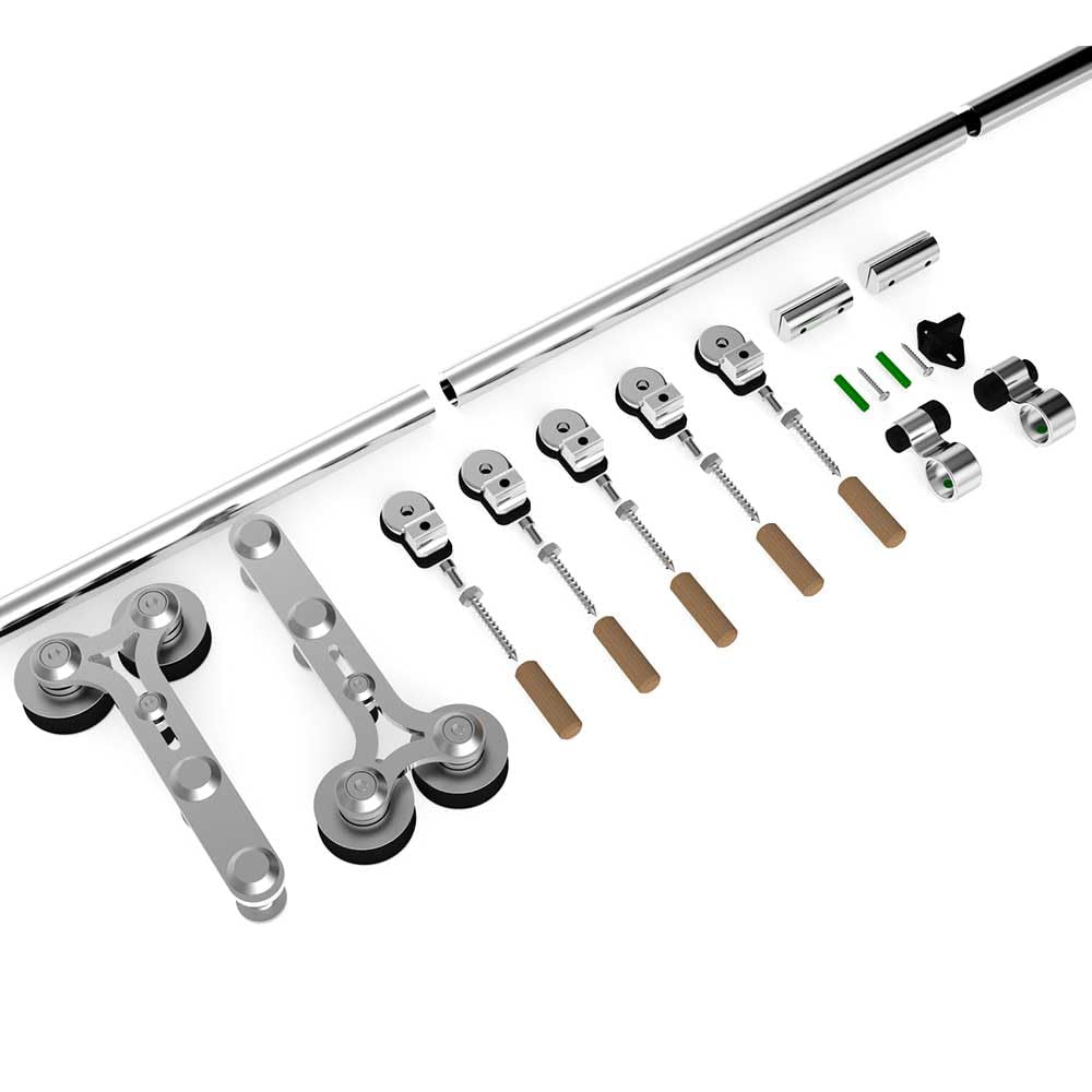 Kit complet pour porte coulissante - En acier inoxydable - En forme de Y - Argenté - 167 cm