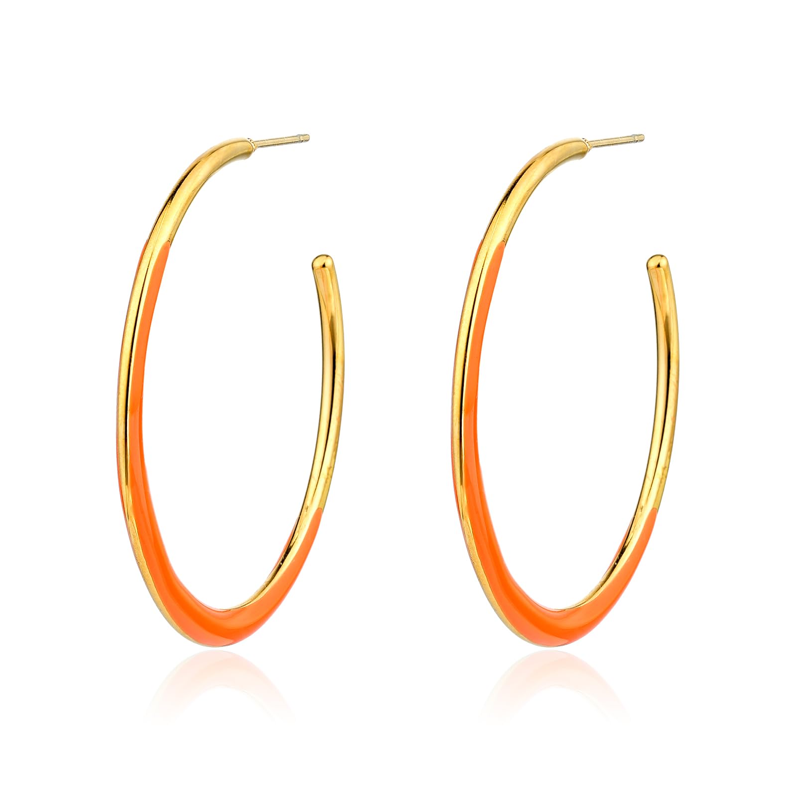 TaYolnFaSo Bunte, große Emaille-Creolen für Damen, 18 Karat vergoldet, C-förmig, hypoallergen, runder Emaille-Schmuck, ideal für Ehefrau oder Freundin