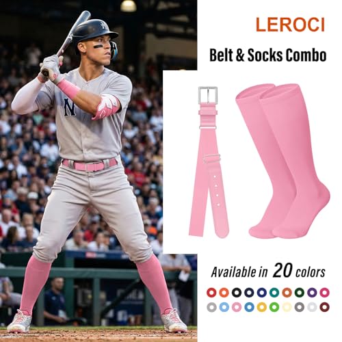 Image of Baseball Belt and Baseball Socks Combo Set for Youth and Adult Available in 20 Colors