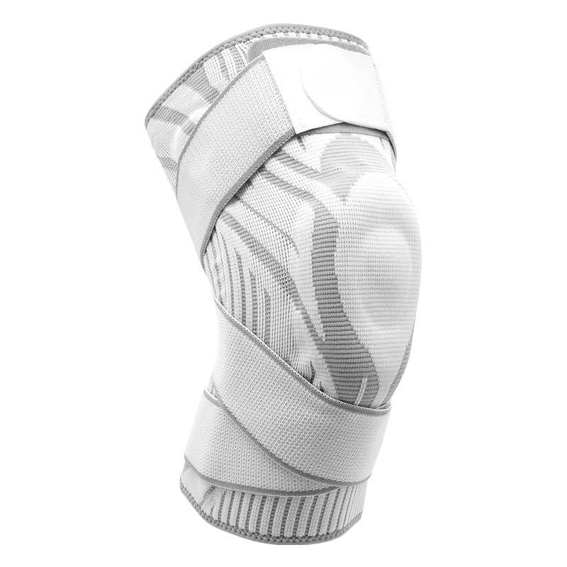 Neksong Anaconda Knee Brace for Men Women,Adjustable Knee Brace with Strap Compression, Relieves Knee Pain, Joint Discomfort, ACL/MCL Injuries, Ideal for Sports Protection (White,M(35-40))