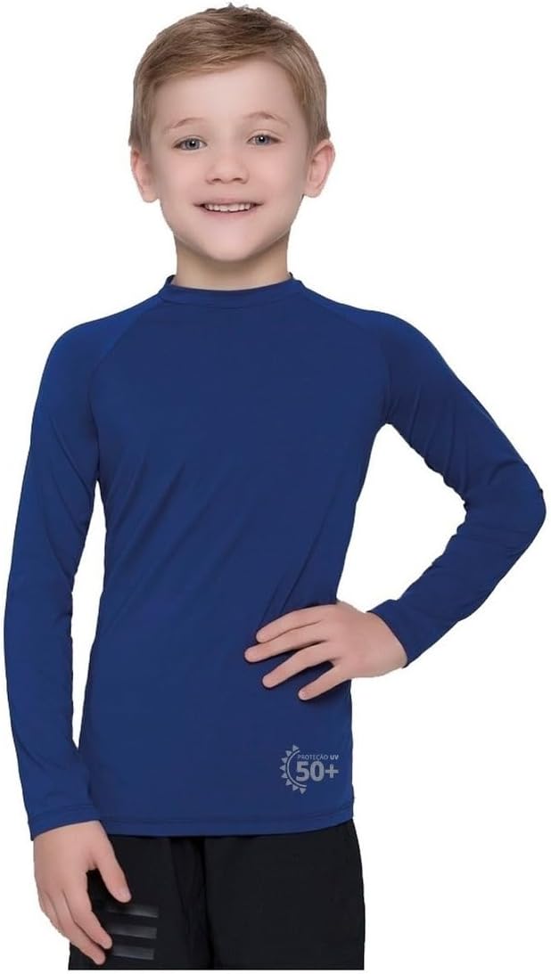Camiseta Blusa Camisa Proteção Solar Uv 50 Infantil Azul 2a8