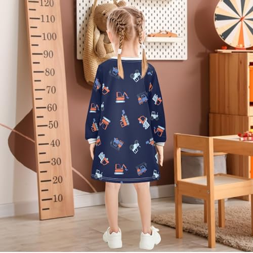 Girls Dresses Toddler Girl Clothes Excavator Car Winter Casual Long Sleeve for Kids 2-8 Years3