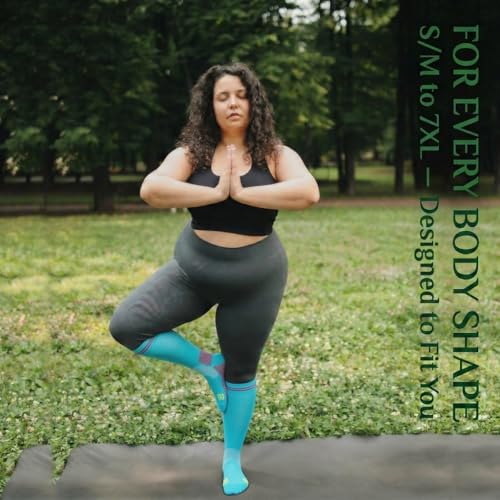 Image of Compression Socks (2 /3 Pair) for Men and Women 20-30 mmHg Regular and Plus Size Compression Scoks:Size S-7XL