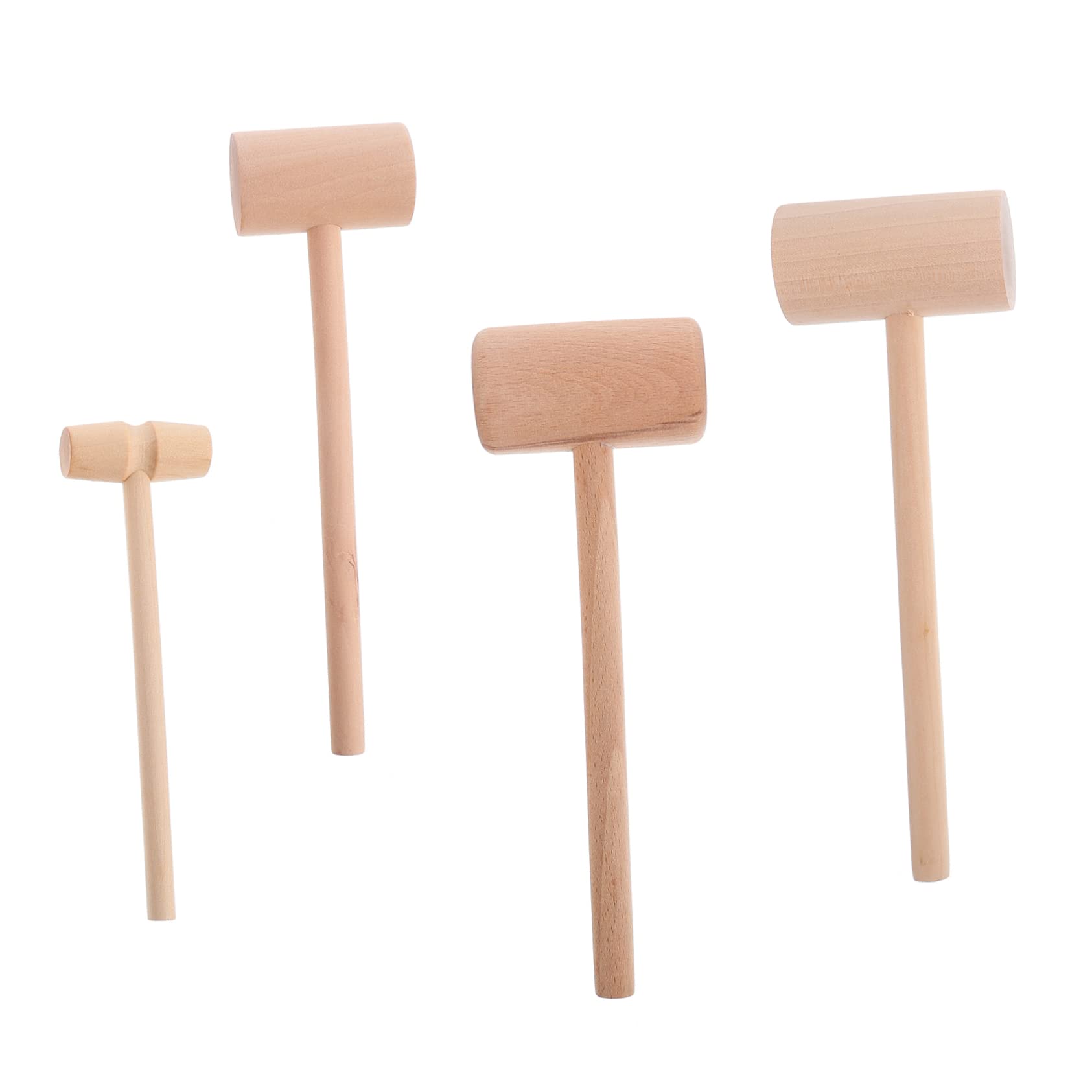 Wooden Hammer Set 4 Piece Crab Mallet Lobster Cracking Seafood Hammer Cake Mallets Boys and Girls Safe Compact and Lightweight