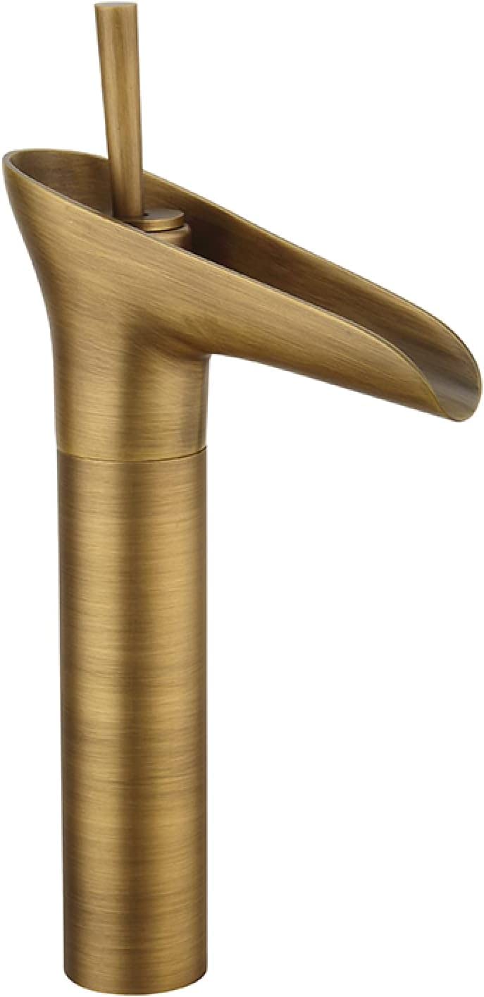 Robinet de salle de bain noir mat style cascade pour vasque rétro