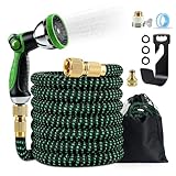Qingning Tubo da Giardino Flessibile 15m/50FT, Tubo per Irrigazione con 10 Modalità di Spr...