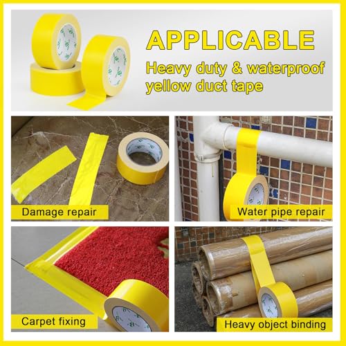 Image of BOMEI PACK Light Yellow Duct Tape, 3Rolls Heavy Duty Strong Industrial Color Duct Tape 9.0mil x 1.88inch x 30yds for Packing and Repairing