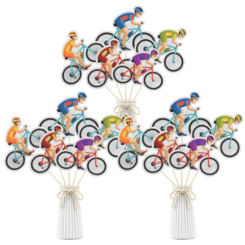 Image of Bicycle Centerpiece Sticks, Adult Birthday Table Toppers,Bike Theme Birthday Party Decorations, Bicycle Racing Party Supplies.Set of 15