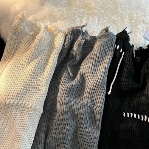 Men Y2k Loose Lazy Wind Sweater Men and Women Pullovers Street Casual Joker Hole Sweater4