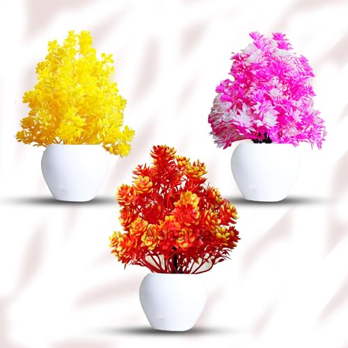 🍁 Set of 3, Artificial Plants with Pot| Realistic Looking| Mini P...