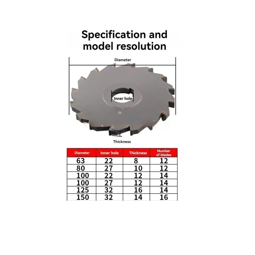 Dreischneidiger Fräser aus Wolframstahllegierung, 4 mm - 20 mm Dicke, hochpräziser Fräser aus Legierung, 1 Stück(125MM*16MM)