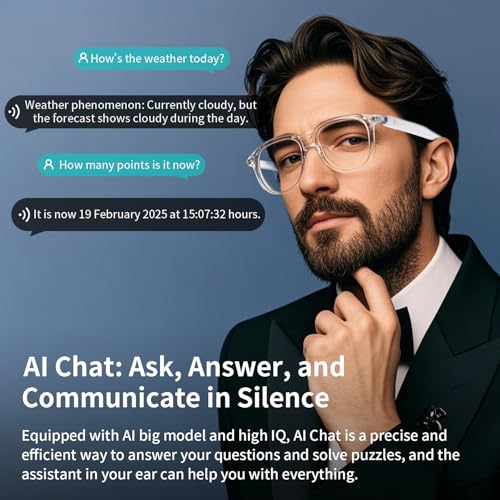 Image of AI Translator Smart Glasses, Real-Time Bilingual Translation, Bluetooth Glasses with Photochromic Lenses 160+ Languages, Lightweight Design for Travel & Business - Brown Frame and Black Legs