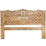 SMARTCAREWOOD Hand Carved Wooden Bed Headboard Mango Wood Morocco Headboard King Size Vintage Wall Art Natural Finish Rustic Headboard Home Decor for Living Room (King Size- 72x48x1.5 -inches)
