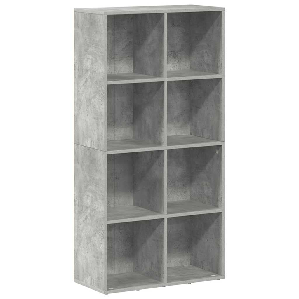 Biblioteka 8 przegródek Szary Beton 66x30x130 cm Drewno Ingenierie | Półka na książki Czasopisma DVD, zastosowanie poziome lub pionowe, łatwy montaż