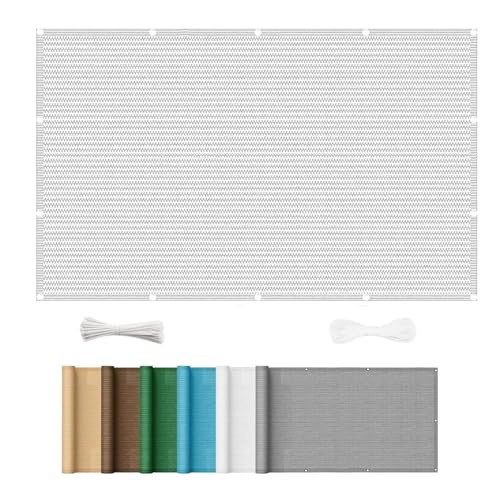 Pantalla Privacidad Balcon 200 x 550 cm Resistente Desgarro Protección Solar Resistente Al Viento Estable Protección UV Balcon Privacidad para Balcón Exterior de Jardín, Blanco