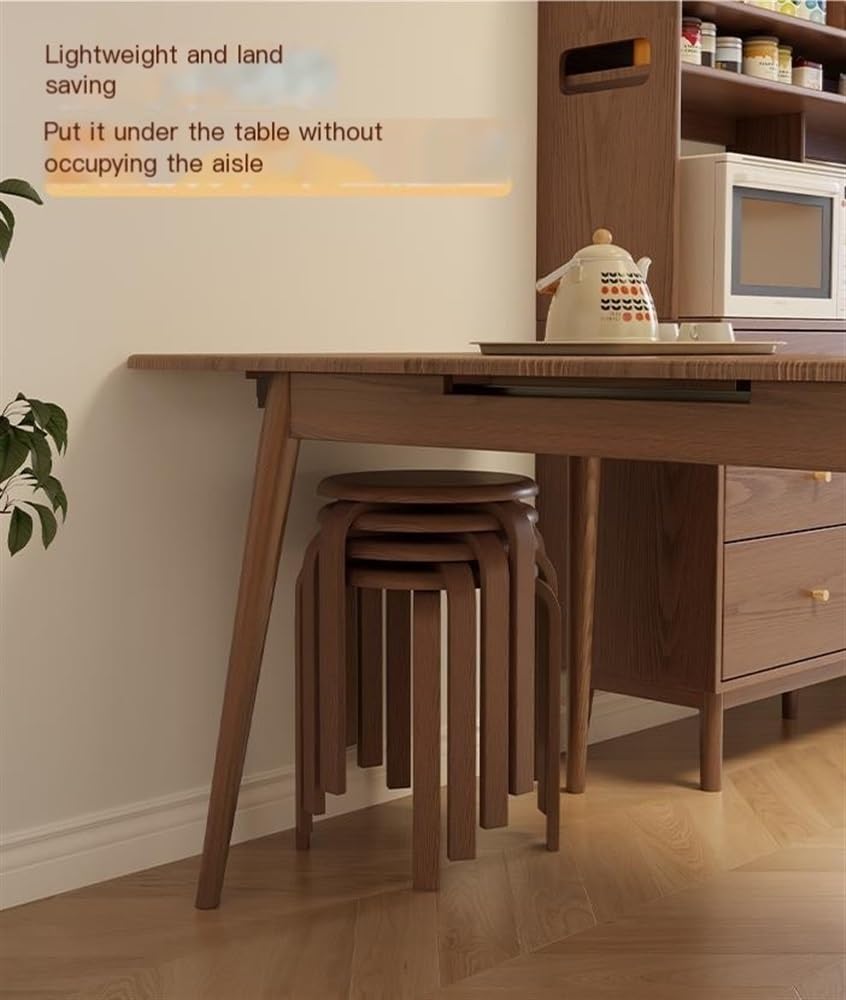 Stapelbare Hocker 6er Set, Moderne Runde Rückenfreie Stühle für Küche, Esszimmer, Büro, Outdoor - Platzsparendes Design