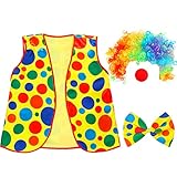 Süßes Design: Das mehrfarbige Design macht dieses Clown-Kostüm-Set hell, energisch, lustig und liebenswert. Es ist bereit, Ihnen einen angenehmen Look zu verleihen und Sie zu einem Highlight auf den Partys zu machen