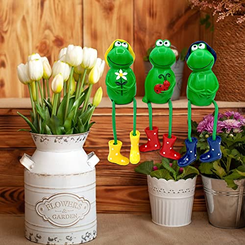FONDUO Deko Garten Frosch Figuren, 3 Stück Gartendeko Statue, Tiere Ornament Gartenfigur Für Außen, Harz Statue Bauernhof Balkon Miniteich Teich Wohnzimmer Office Deko (B)