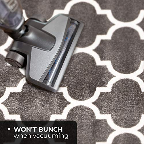 House, Home And More Skid-Resistant Carpet Runner – Moroccan Trellis Lattice – Misty Gray & Linen White – 12 Feet X 26 Inches #TOP4