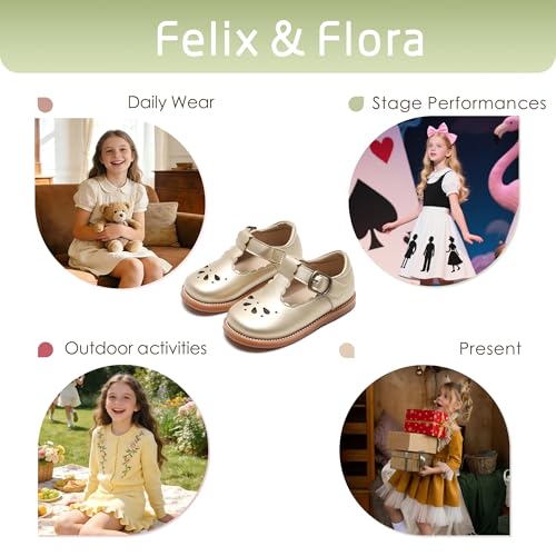 Image of Felix & Flora Toddler Little Girl Mary Jane Dress Shoes - Ballet Flats for Girl Party School Shoes