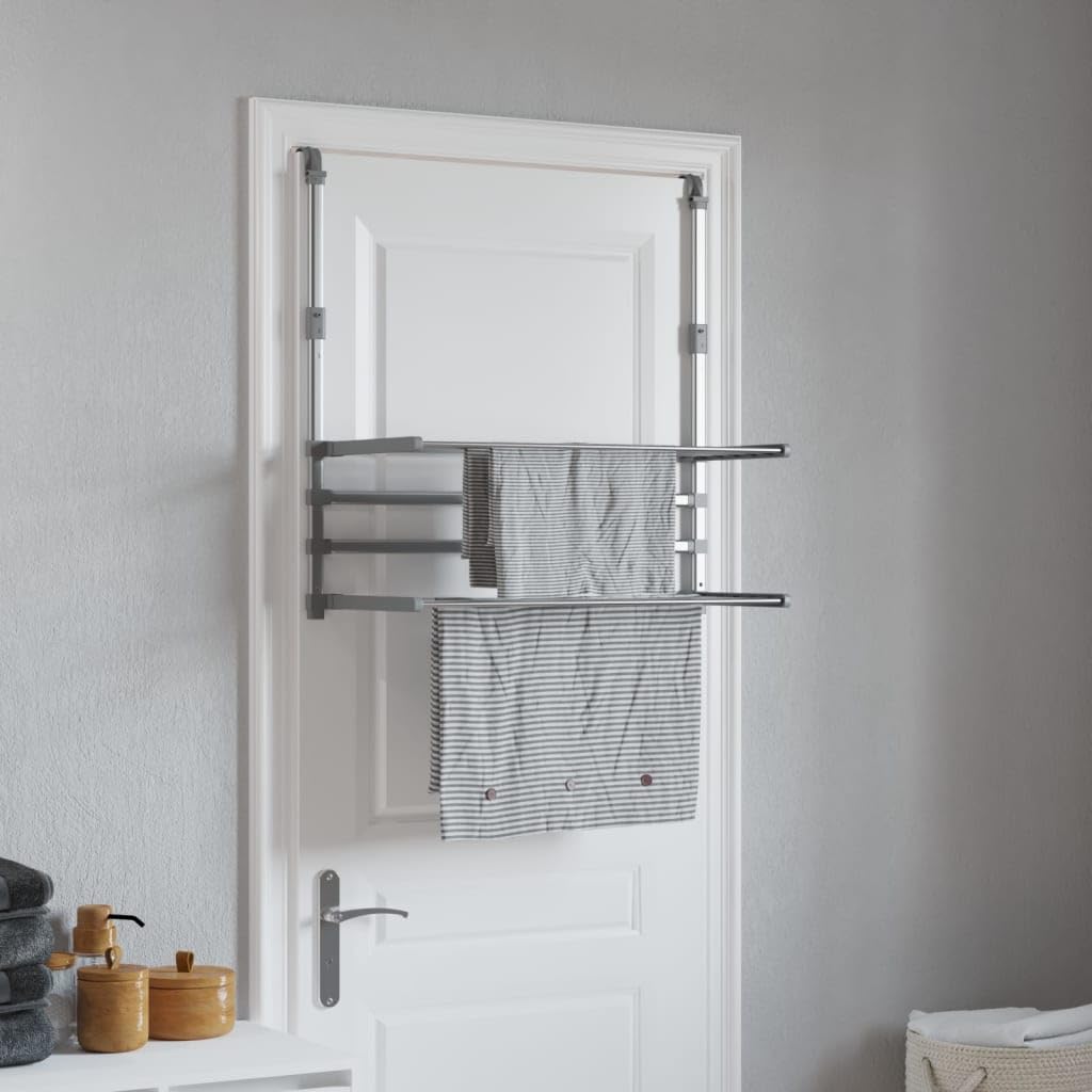 Aluminium Wäschetrockner 89x25x60-95 cm, einziehbarer Wäscheständer für Balkon, klappbarer Wäschetrockner mit Türhaken, platzsparendes Design für Waschküche und Badezimmer
