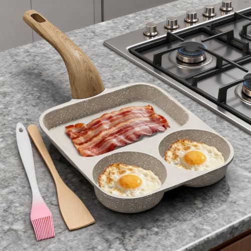 Poêle à omelette antiadhésive 3 sections pour éviter les œufs collés - 4