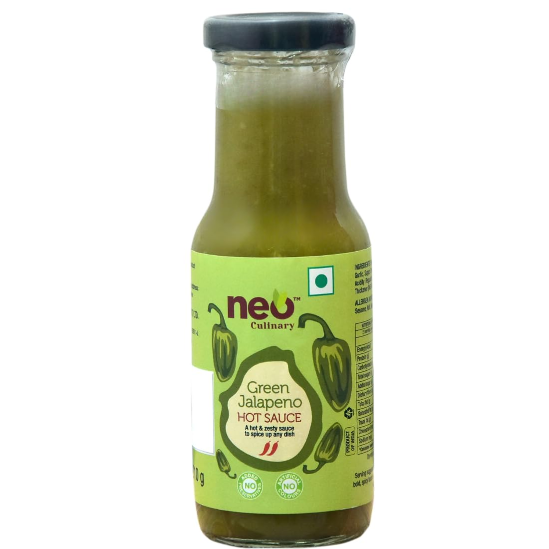 Neo Jalapeno Hot Sauce 210g I 100% Plant Based I Use as Dip Spread Marinade I Topping and Dip for Snacks, Spicy I Pack of 1