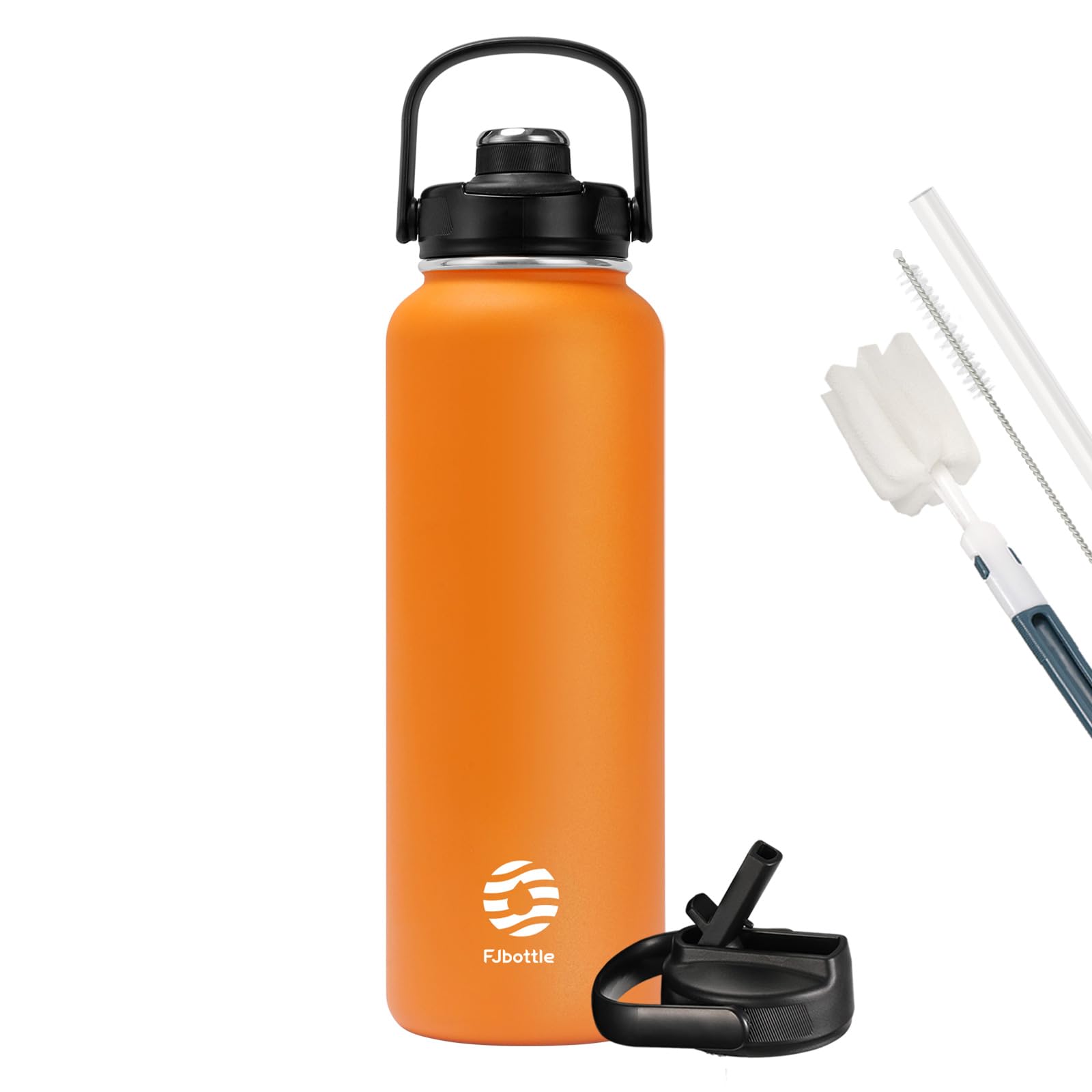 Fjbottle Borraccia Termica con cannuccia - 2xTappi - 950ML/1200ML Bottiglia Termica - Senza BPA/Senza Perdite Borracce acciaio inox per Scuola, Sport, Palestra, Ciclismo