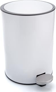 Bamodi | 3L Bathroom Bin – Toilet Bin With Lids – Small Pedal Bin for Bedroom, Office, Toilet, Restroom – Stainless Steel Bucket - Removable Inner Bucket - Durable & Stylish Design (White)