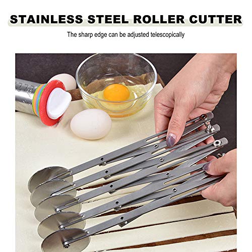 Faca de pizza de aço inoxidável Entweg, cortador de faca de pizza com 7 rodas de aço inoxidável e co